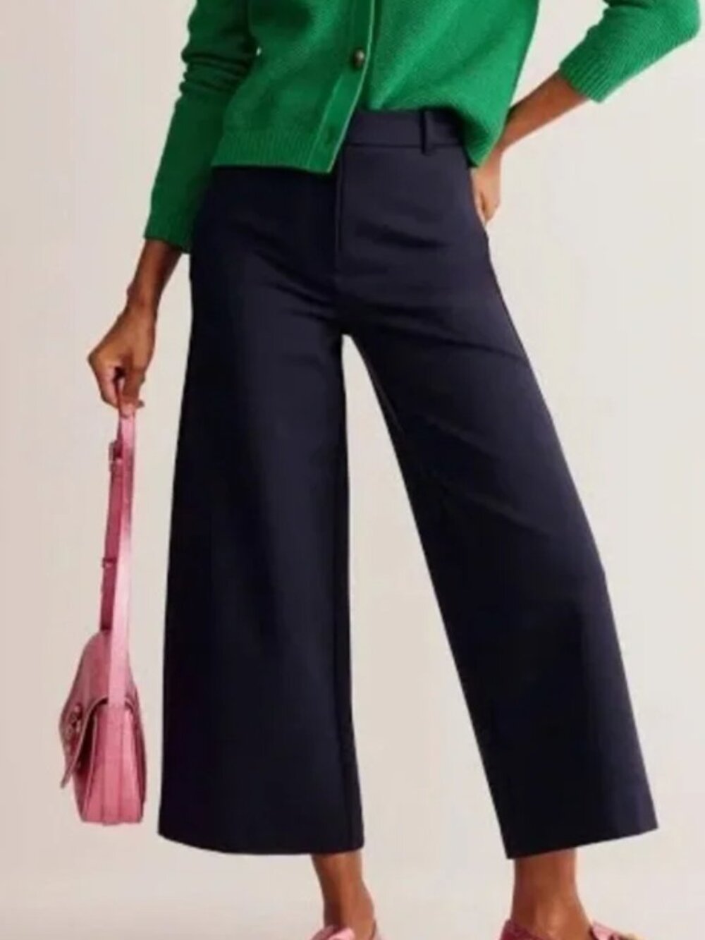 Boden Navy Blue Hampshire Culottes Pants US Size 12 Ponte Knit Crop Wide Leg NWT